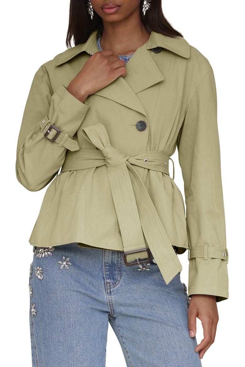 Belted Trench Jacket, Main, color, SOFT SAGE