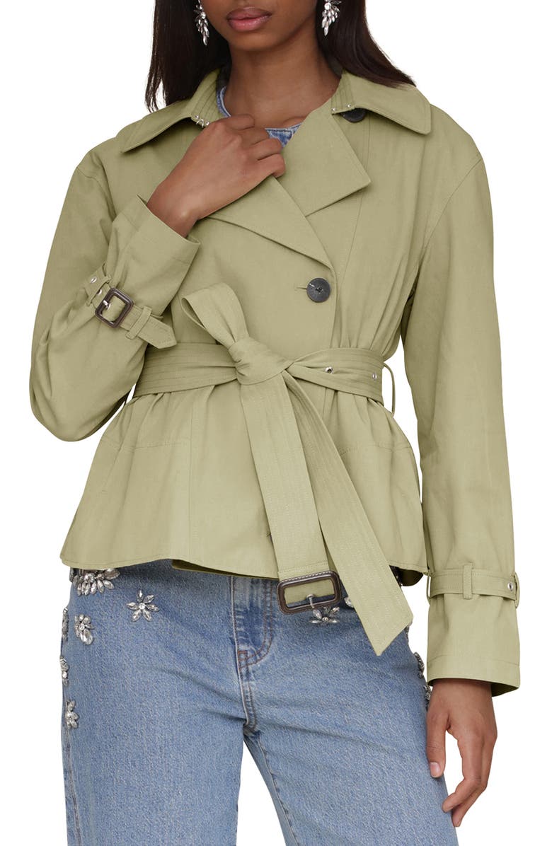 Avec Les Filles Belted Trench Jacket, Main, color, Soft Sage