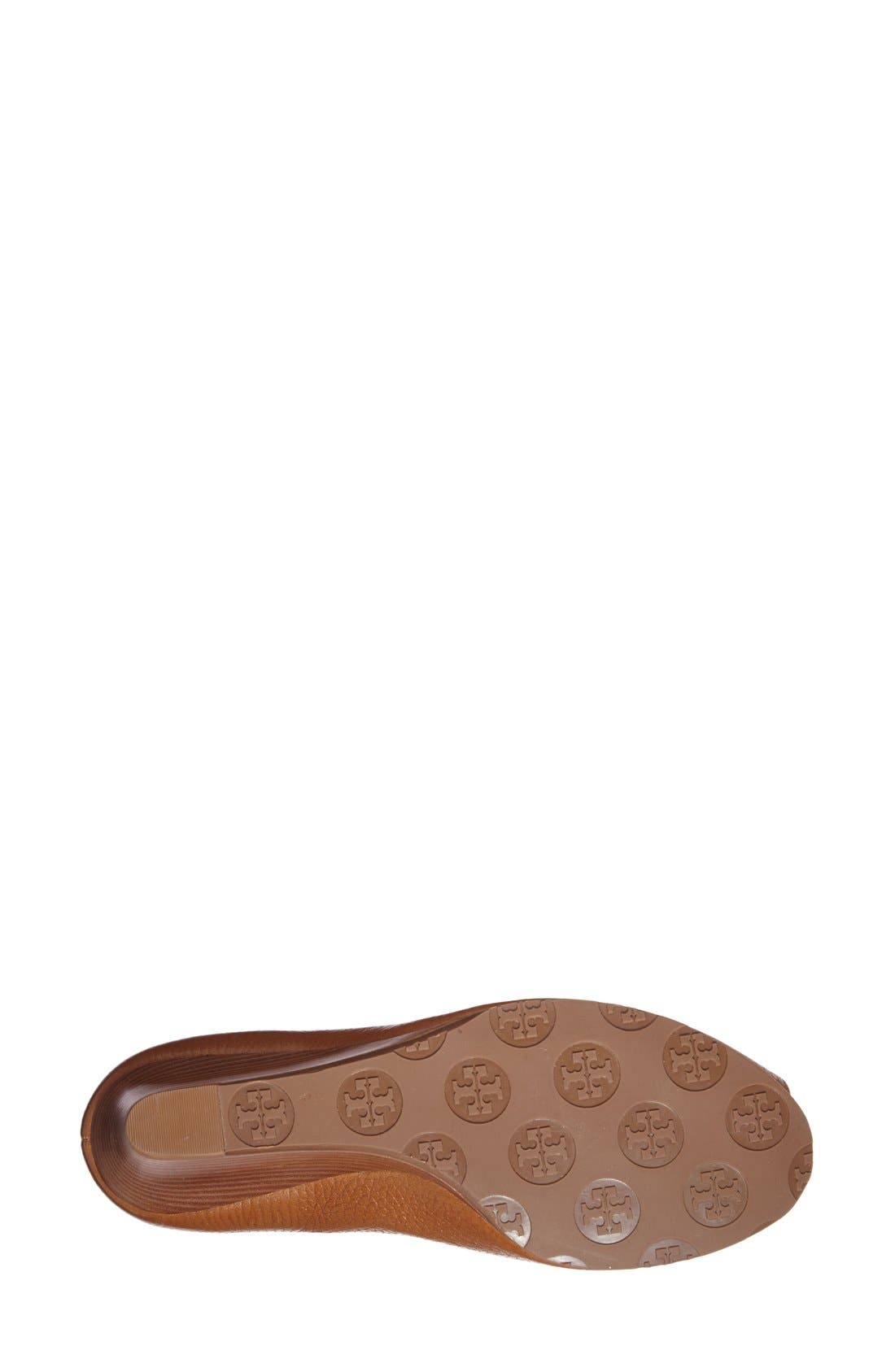 'Sally 2' Peep Toe Wedge Pump, Alternate, color, ROYAL TAN/ GOLD LEATHER