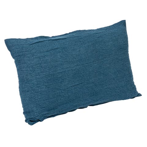 24 Inches Stonewashed Linen Lumbar Pillow