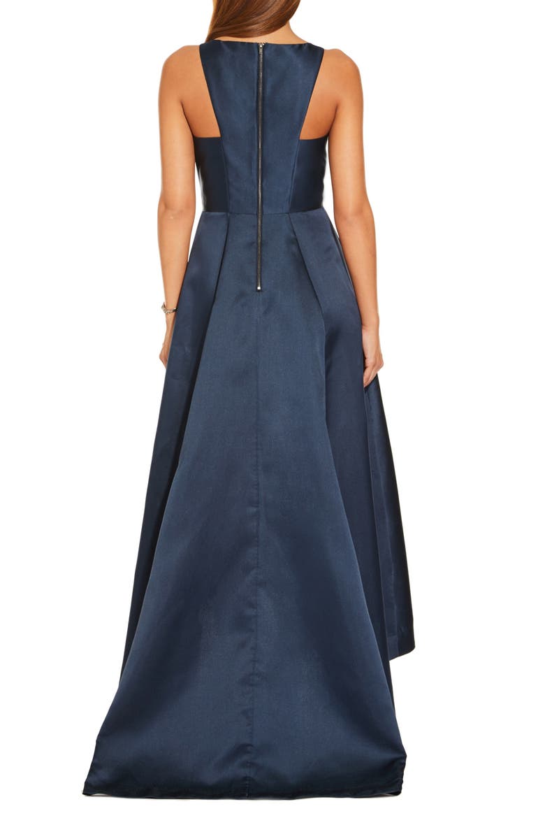 Mikado High/Low Sleeveless Gown, Alternate, color, MIDNIGHT