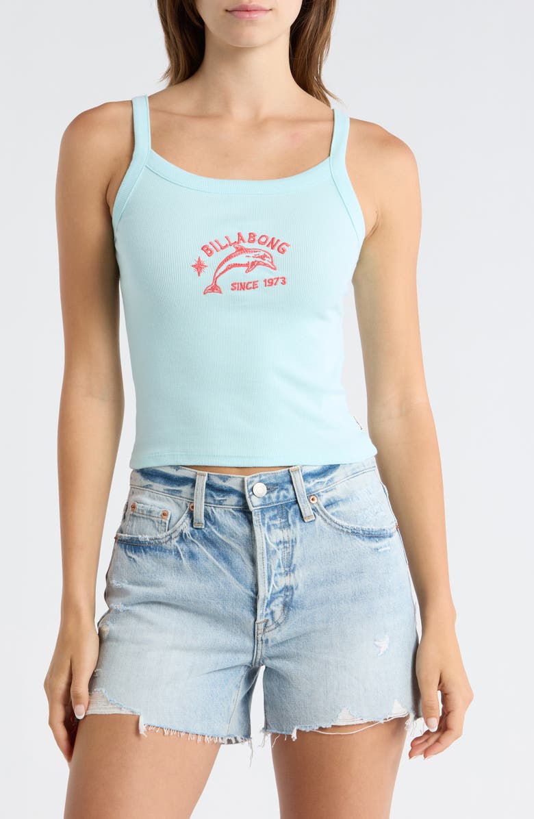 Billabong Day Trip Forever Graphic Rib Knit Tank, Main, color, Clearwater