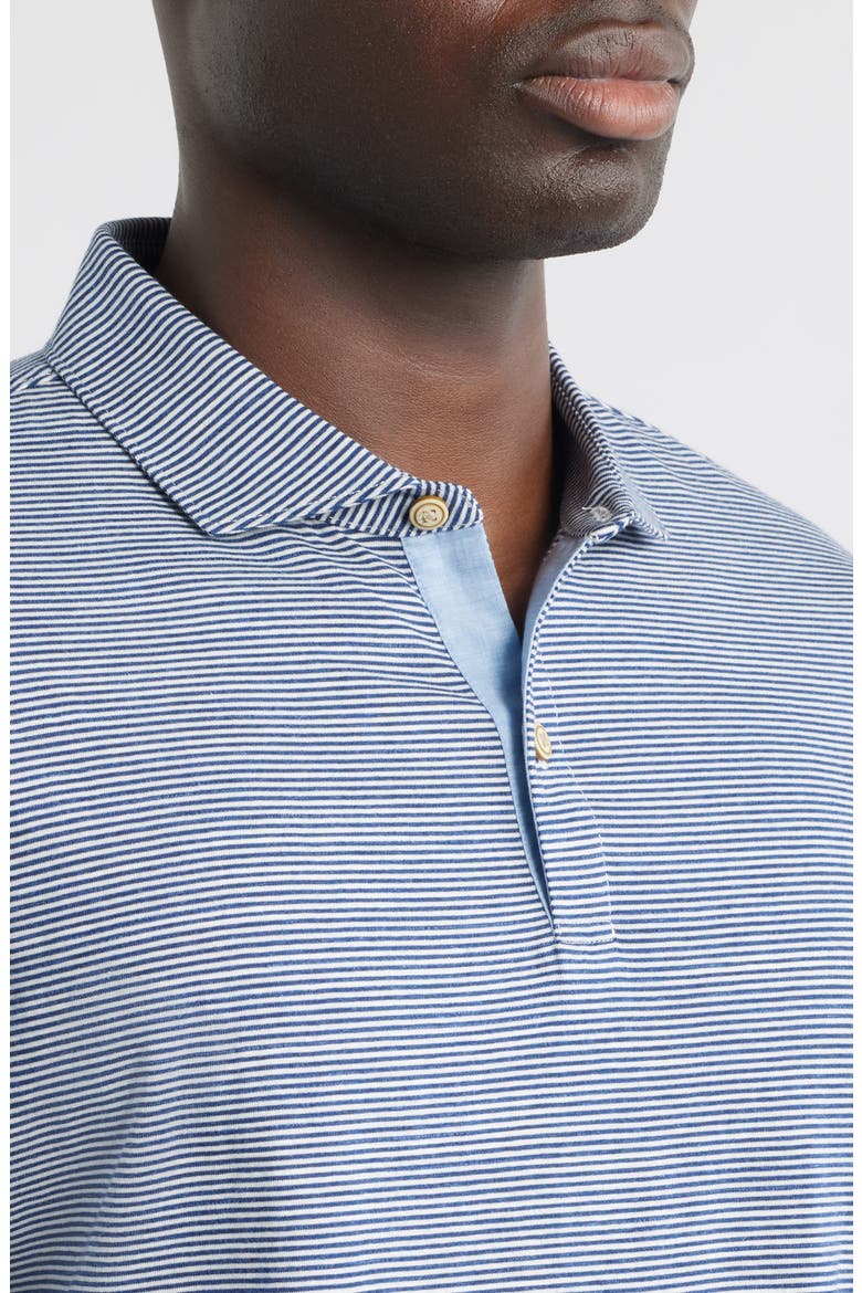 Thatcher Stripe Cotton Blend Polo, Alternate, color, NAVY