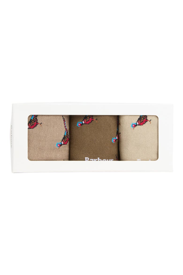 Pheasant Assorted 3-Pack Cotton Blend Dress Socks Gift Box, Alternate, color, TRENCH/ BEECH MIX