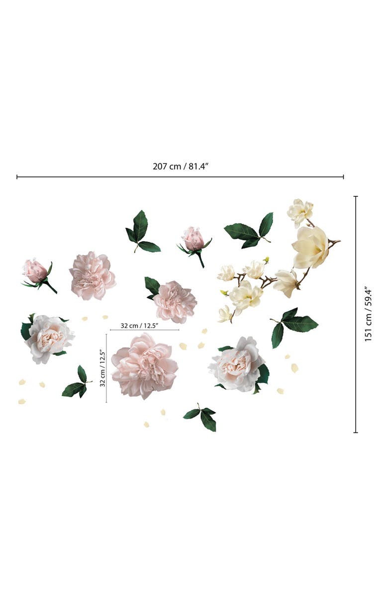 WALPLUS Magnolia & Roses Wall Decal, Alternate, color, Pink