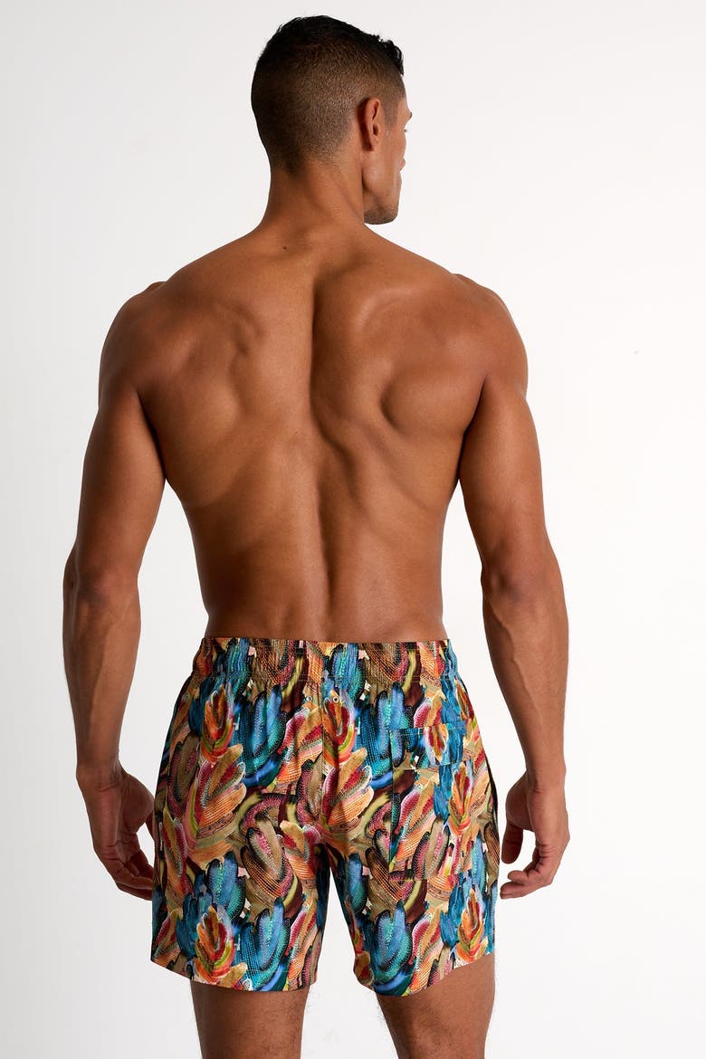 Classic fit stretch swim trunks, Alternate, color, Print