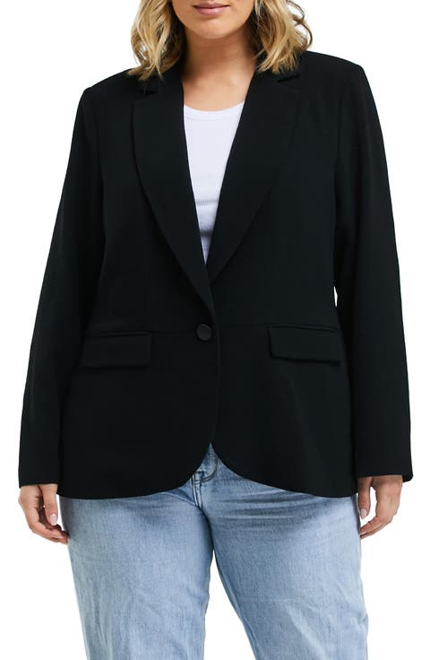 Megan One-Button Crepe Blazer (Plus Size)