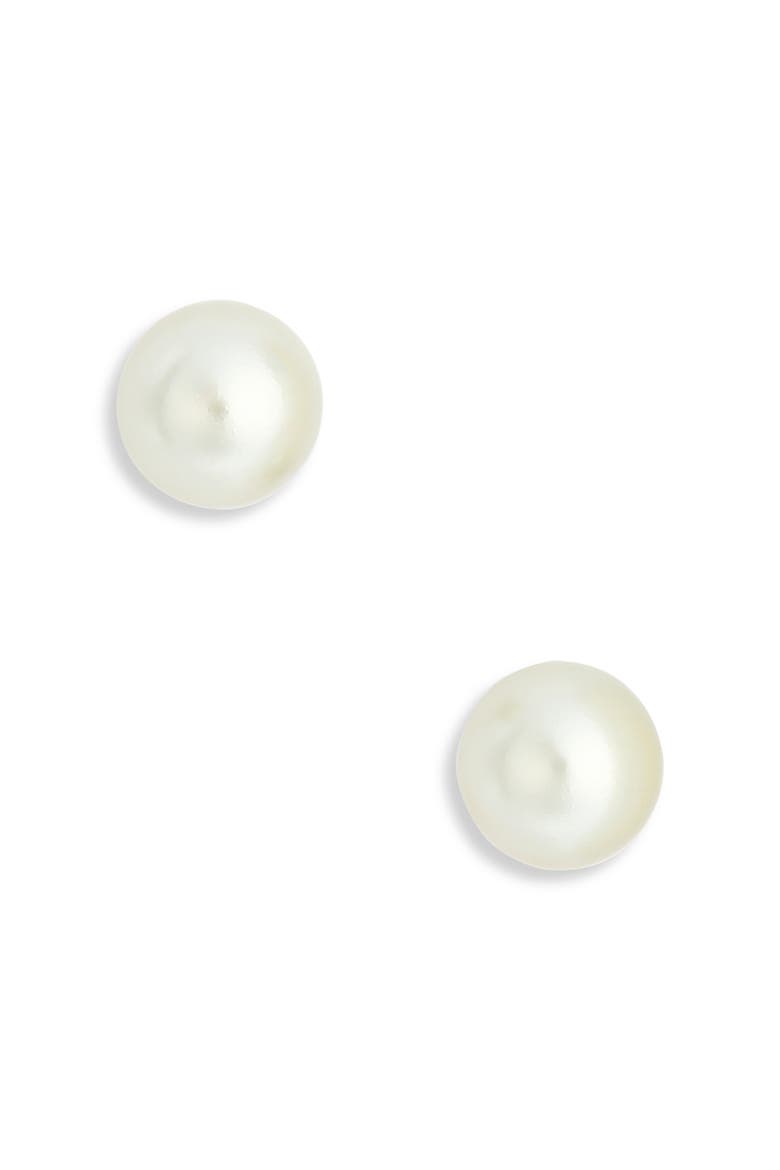 Freshwater Pearl Stud Earrings, Main, color, GREEN