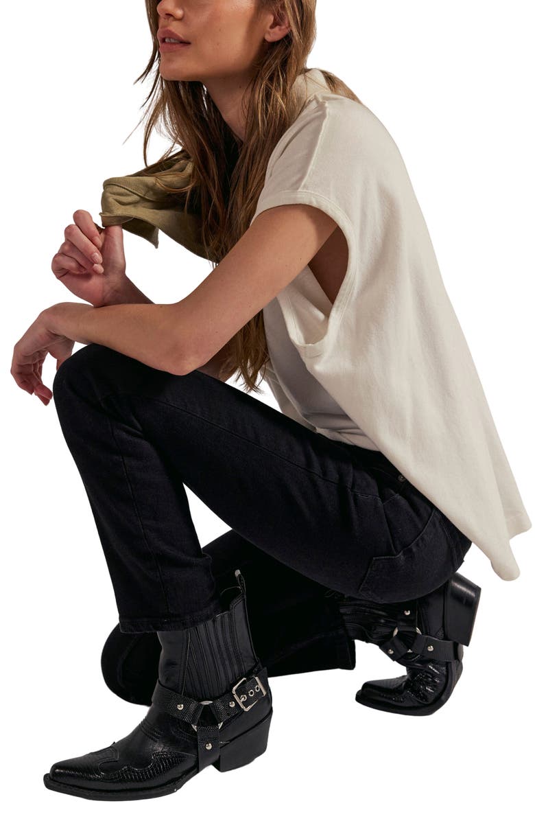 Free People Oracle Slim Straight Leg Jeans, Alternate, color, Jet Black