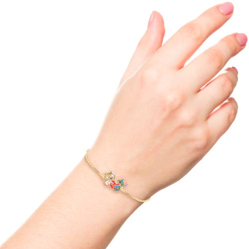 Disney Adjustable Heart Lariat Bracelet, 18kt Gold Plated In Gold