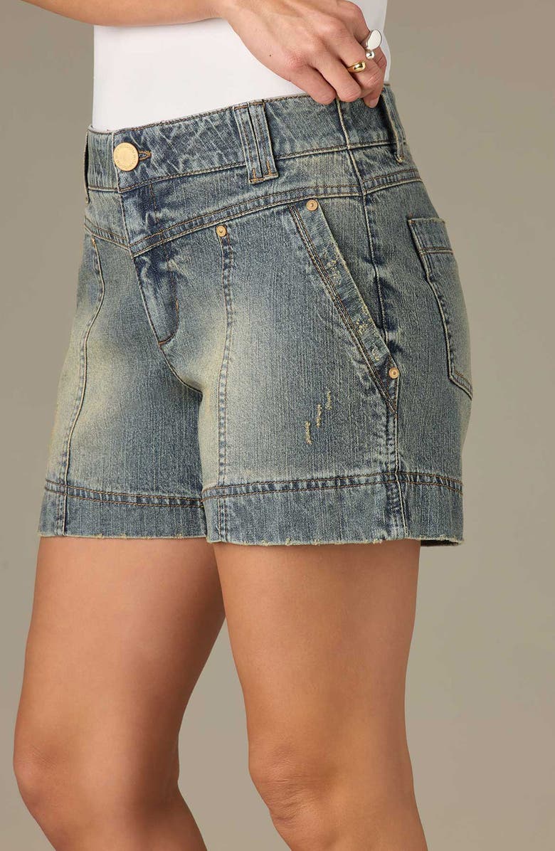 Wit & Wisdom V-Yoke High Waist Denim Shorts, Alternate, color, Mid Blue Artisanal