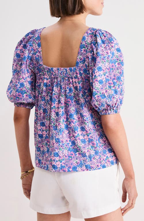 Vineyard Vines Short Sleeve Cotton Seersucker Top In Helen Floral Sm