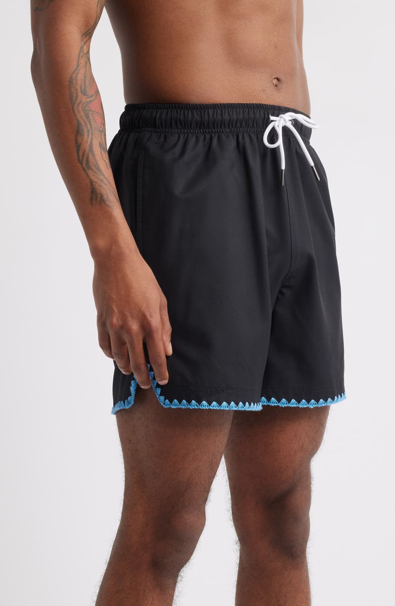 MAVRANS Stitch Waterproof Swim Trunks, Alternate, color, Black/Blue