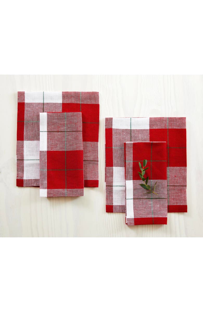 Solino Home Linen Dinner Napkins - Very Merry Plaid, 18" x 18" Inch, Main, color, Very Merry