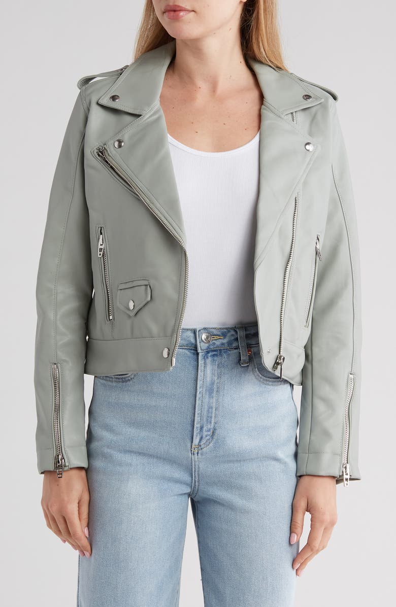 BLANKNYC Quilted Faux Leather Moto Jacket, Main, color, 