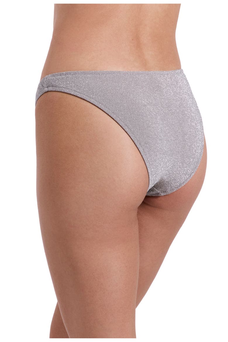 Luna Textured Shimmer High Leg Low Rise Bikini Bottom, Alternate, color, Silver-Brown