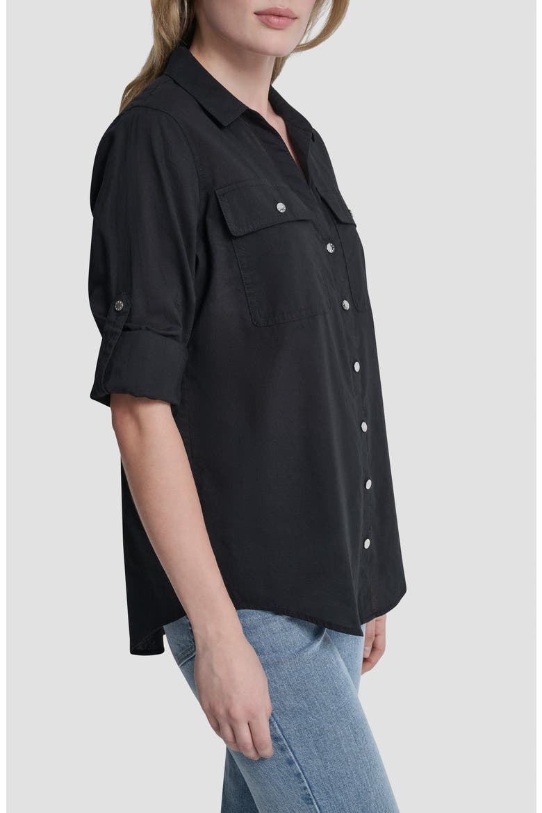 Roll Tab Shirt, Alternate, color, BLACK