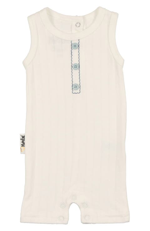 Kids' Textured Striped Cotton Blend Romper (Baby & Toddler)