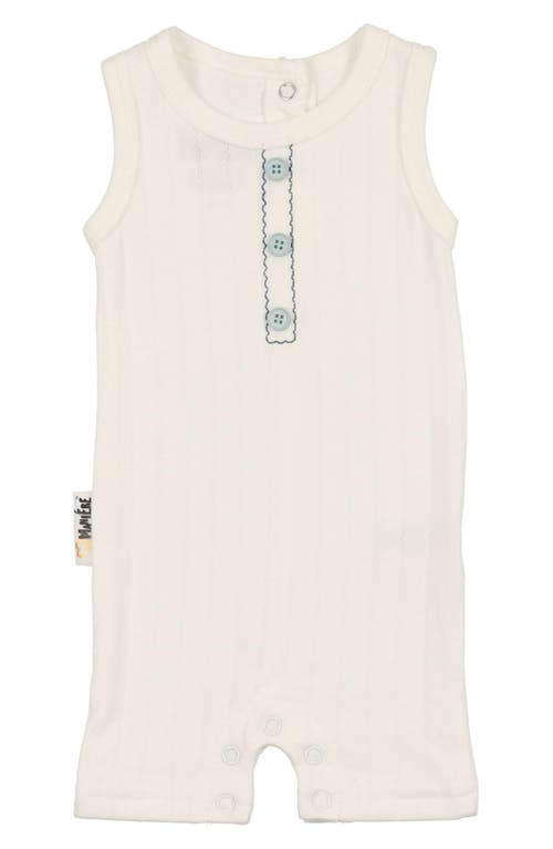Maniere Manière Kids' Textured Striped Cotton Blend Romper In Neutral