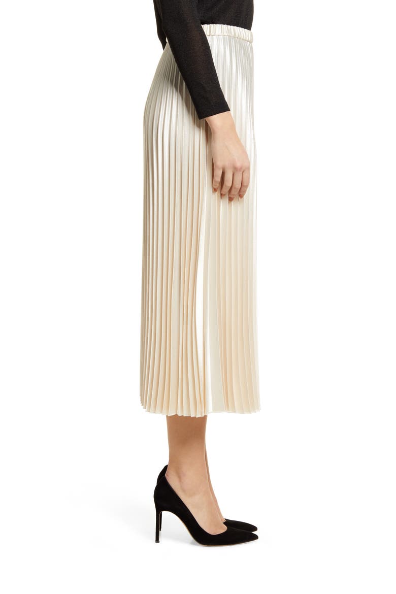 Pleated Midi Skirt, Alternate, color, ANNE WHITE