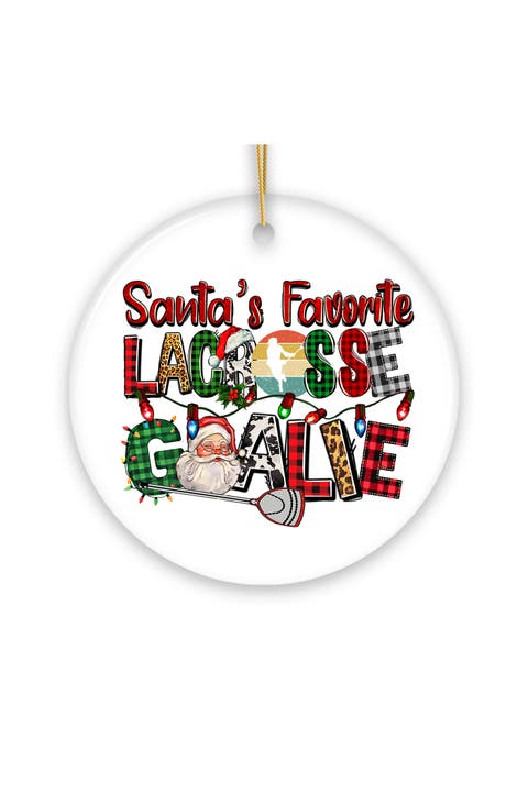 Santas Favorite Lacrosse Goalie Plaid Ornament