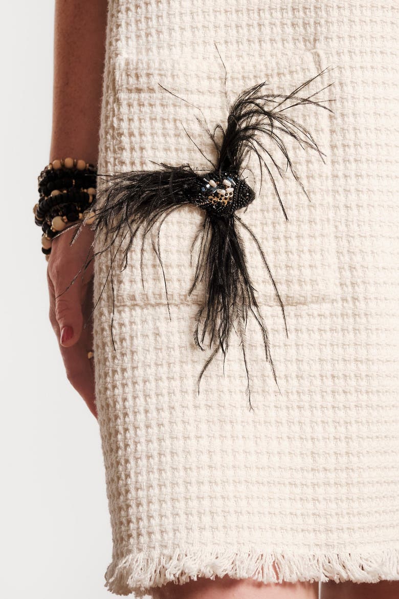 Twiggy Fringe Dress Fish Boucle, Alternate, color, White/Black