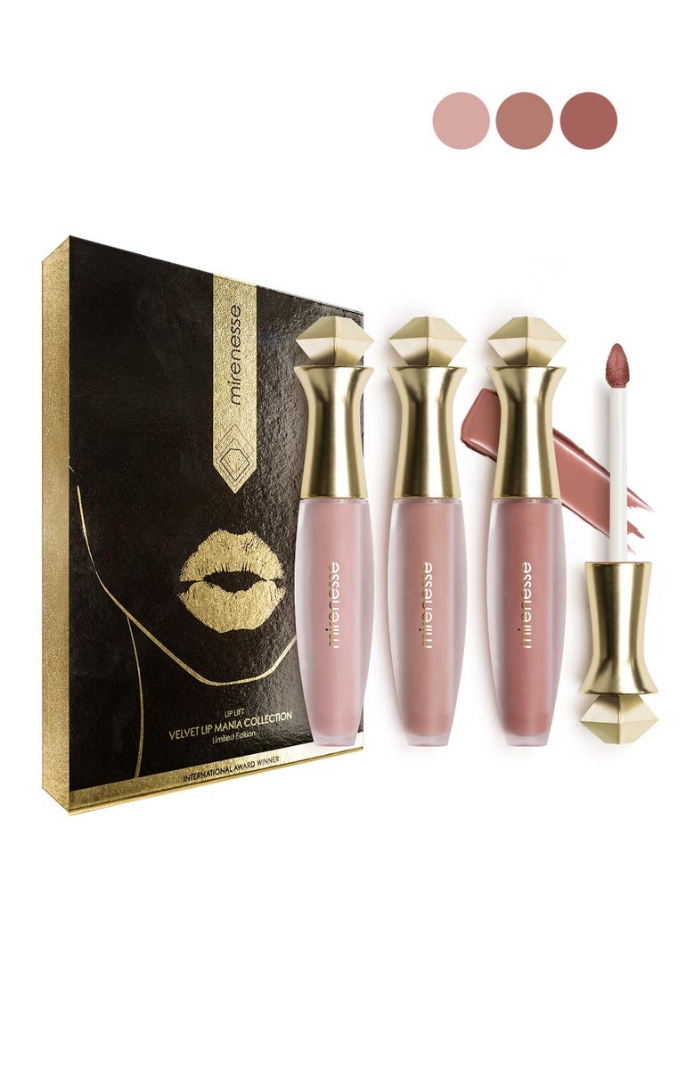 MIRENESSE I'm Not Naked 3-Piece Velvet Kiss Liquid Lip Kit - Mini Size, Main, color,