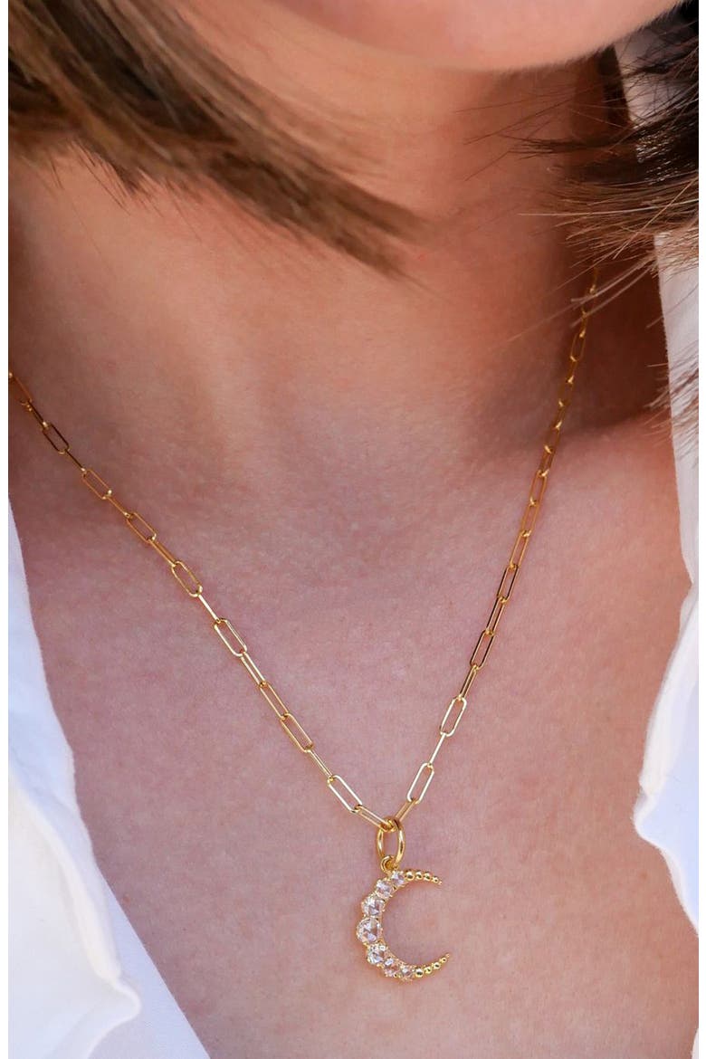 Crescent Diamond Pendant, Alternate, color, YELLOW