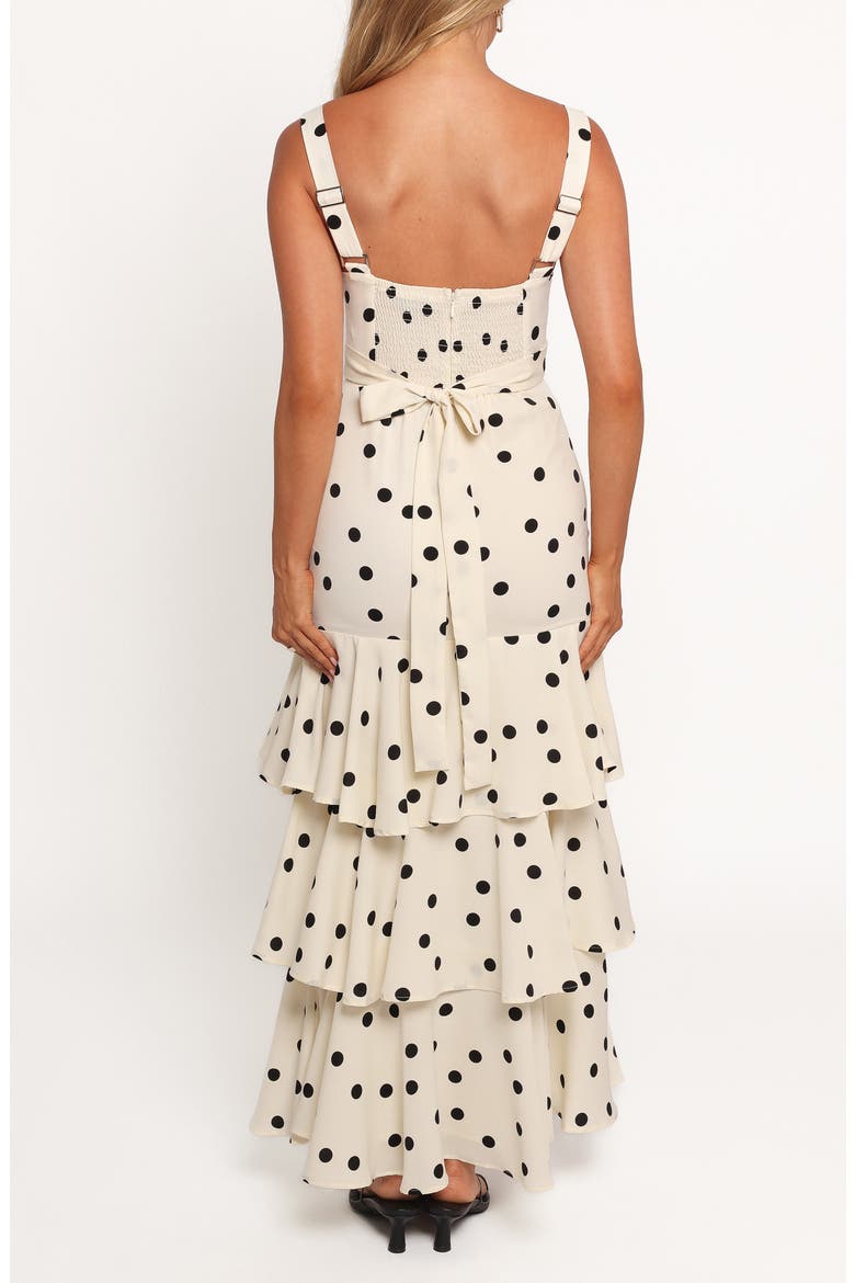 Mabel Polka Dot Tiered Maxi Sundress, Alternate, color, CREAM