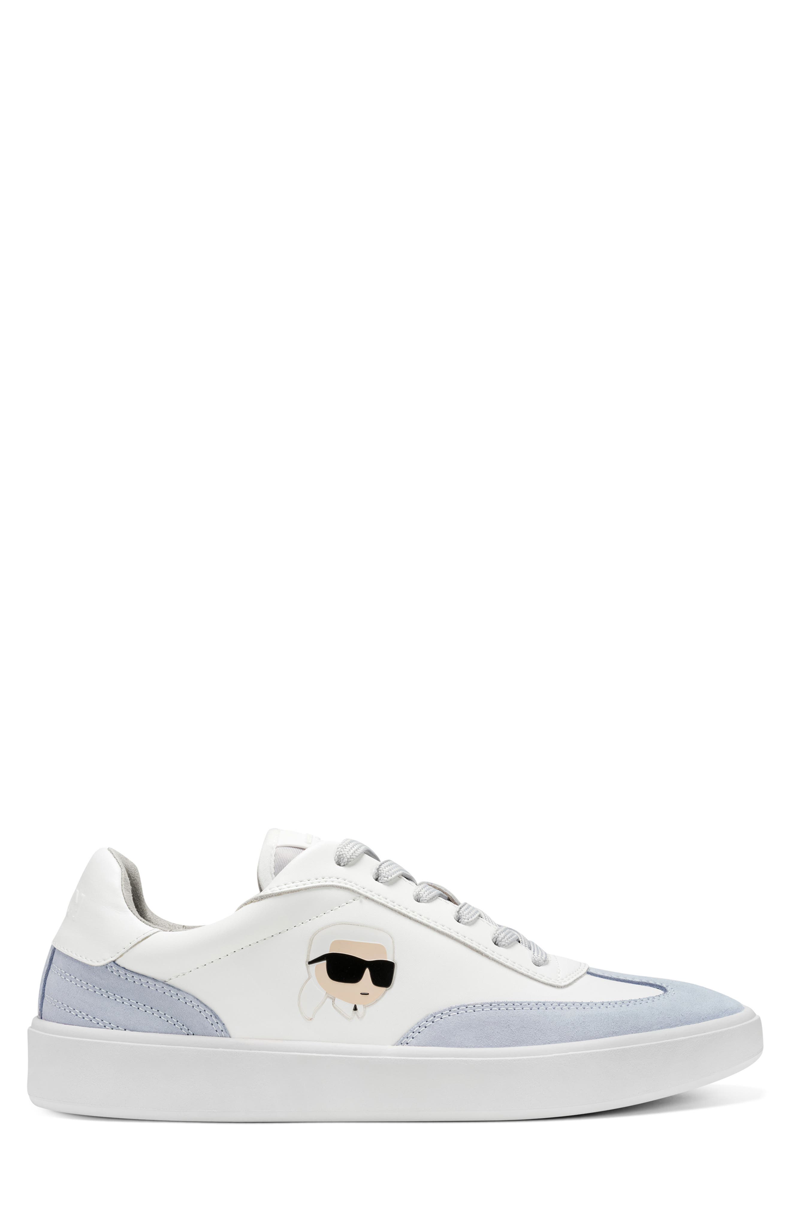 KARL LAGERFELD PARIS Philippe Mixed Media Sneaker, Alternate, color, White/ Grey