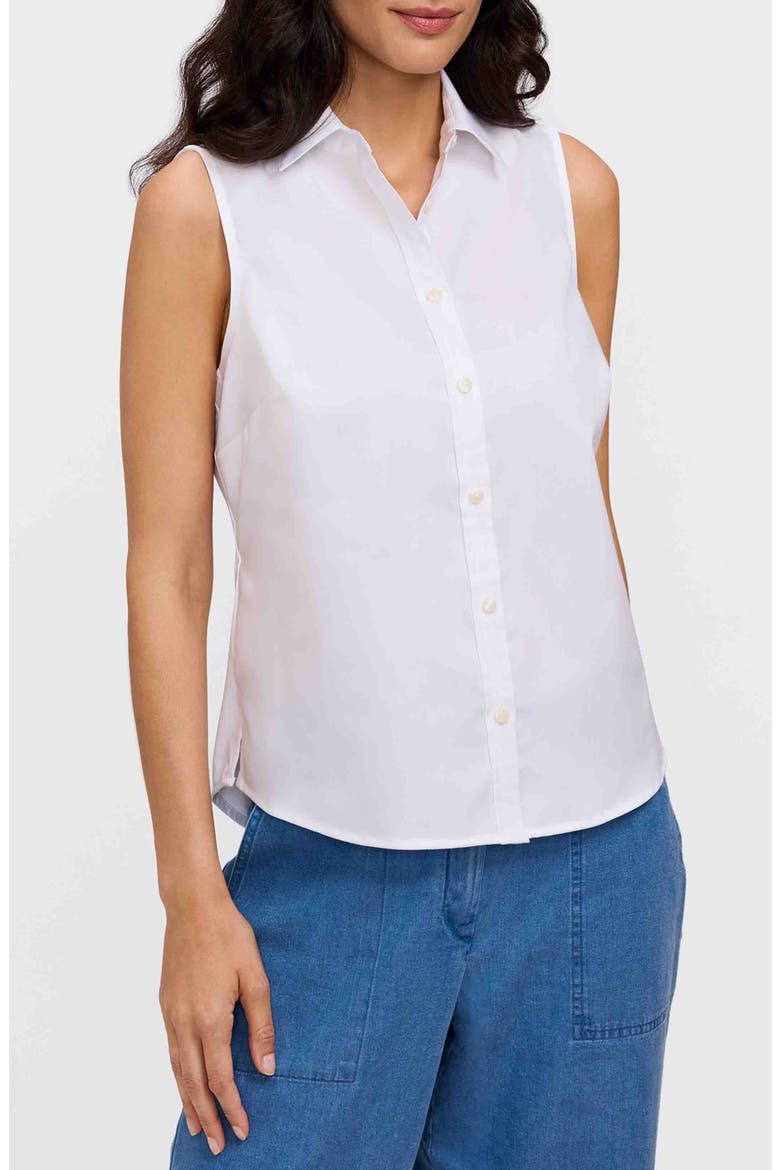 Dina Sleeveless Button-Up Shirt, Main, color, WHITE