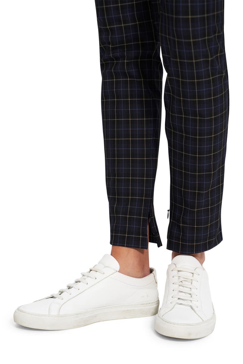 Plaid Slim Zip Cuff Trousers, Alternate, color, BLUE MULTI