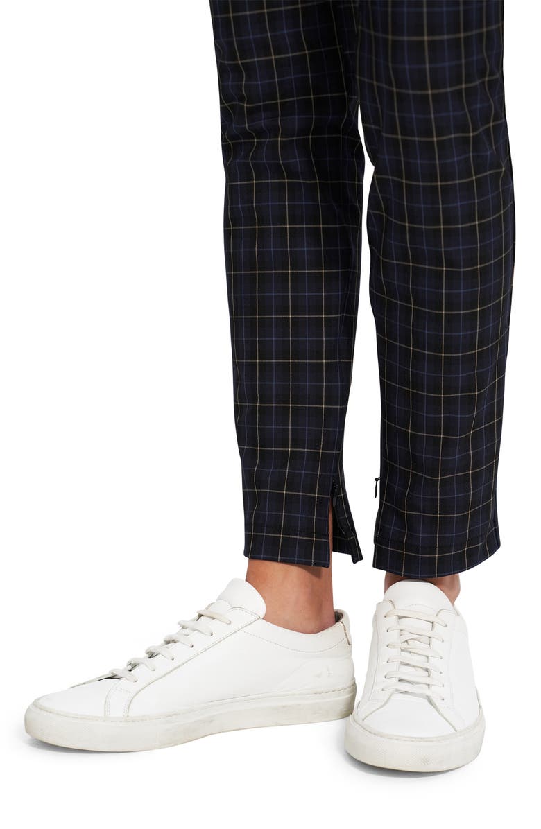 Theory Plaid Slim Zip Cuff Trousers, Alternate, color, Blue Multi
