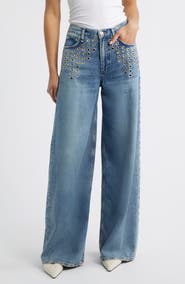 rag & bone Featherweight Sofie Grommet High Waist Wide Leg Jeans