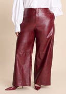 ELOQUII Textured Faux Leather Wide Leg Pant
