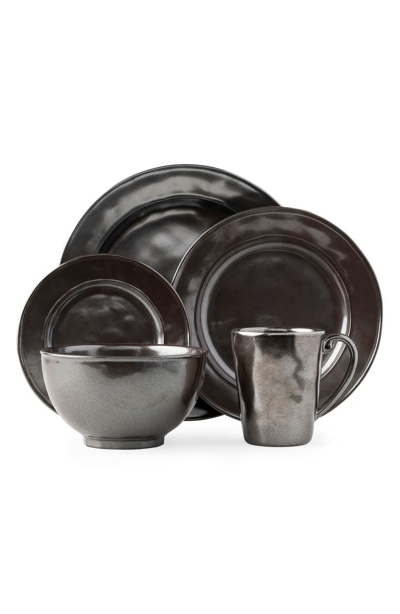 Juliska Pewter Ceramic 5-Piece Dinnerware Place Setting, Main, color, Pewter