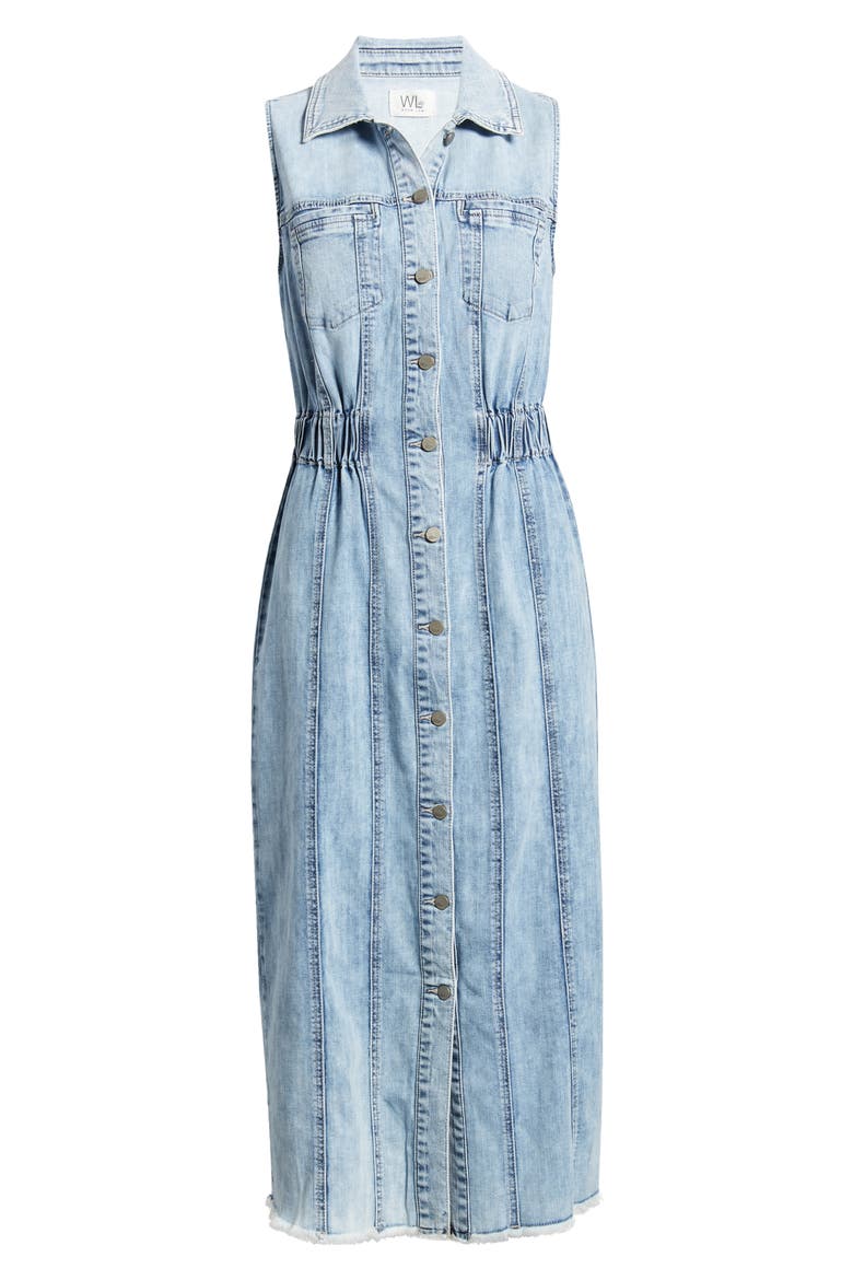 Alice Sleeveless Denim Shirtdress, Alternate, color, POWDER BLUE
