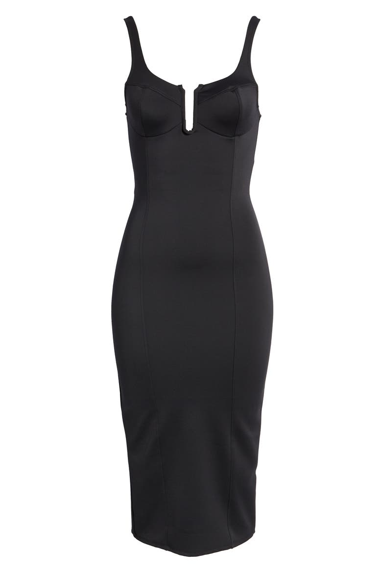 Corset Scuba Midi Dress, Alternate, color, BLACK001