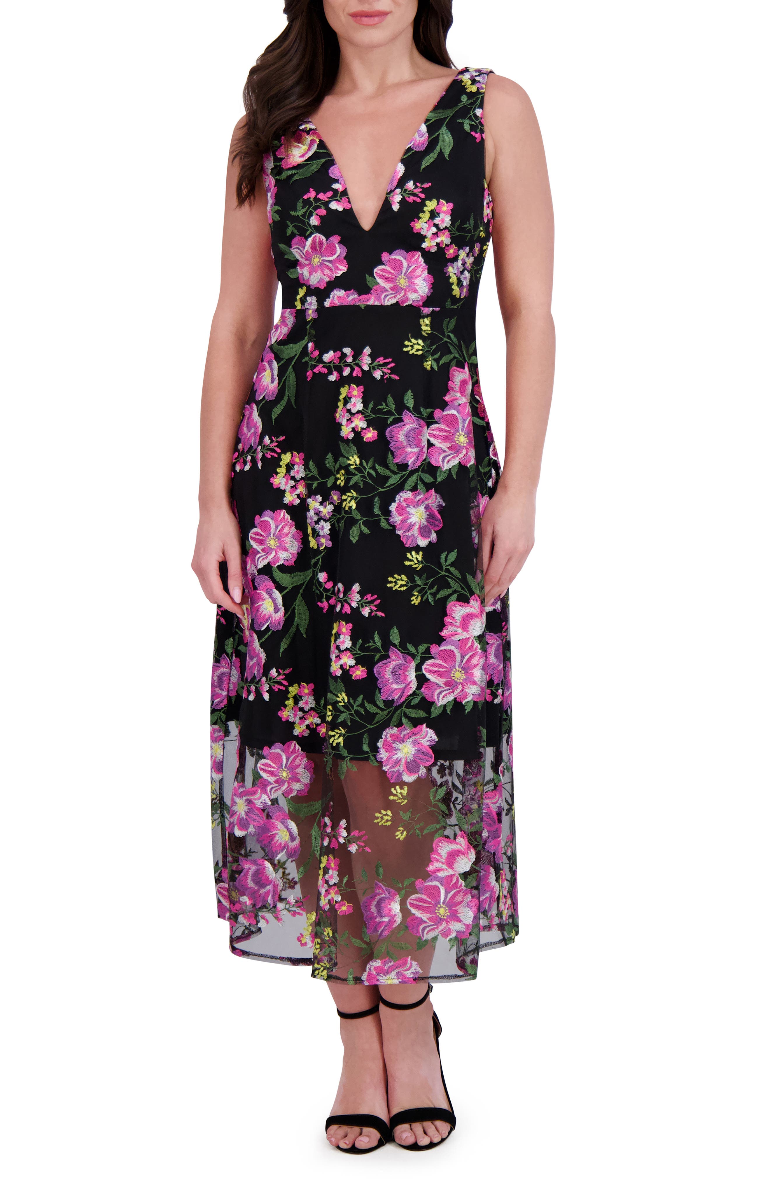 Siena Embroidered Mesh Midi Dress