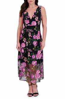 Siena Embroidered Mesh Midi Dress