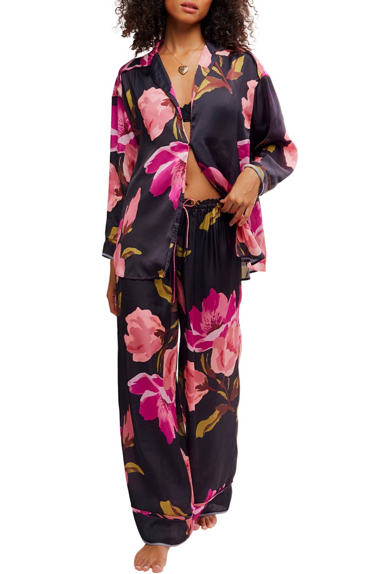 Intimately FP Dreamy Days Pajama Set, Main, color, BLACK BLOOMRUSH FLORAL