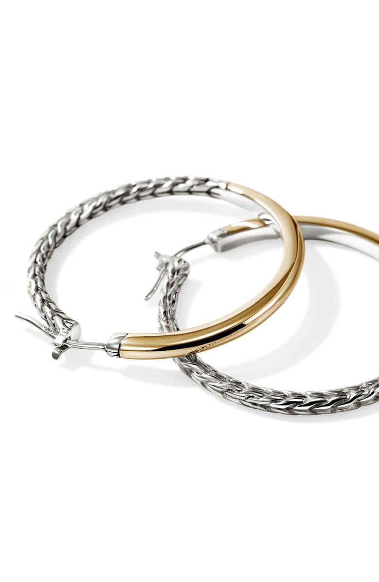 John Hardy JH Essentials Hoop Earrings, Gold, Sterling Silver, 34.5mm, Alternate, color, Silver/ Gold