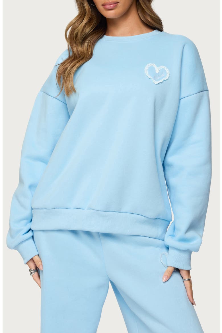 Love Edikted Oversize Sweatshirt, Main, color, LIGHT-BLUE