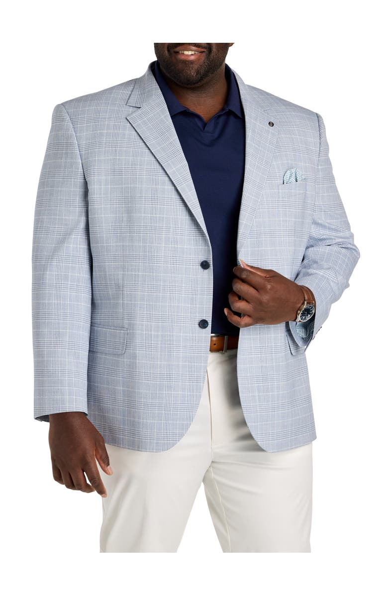 Oak Hill by DXL Big & Tall  Tonal Glen Plaid Sport Coat, Main, color, Dusty Navy
