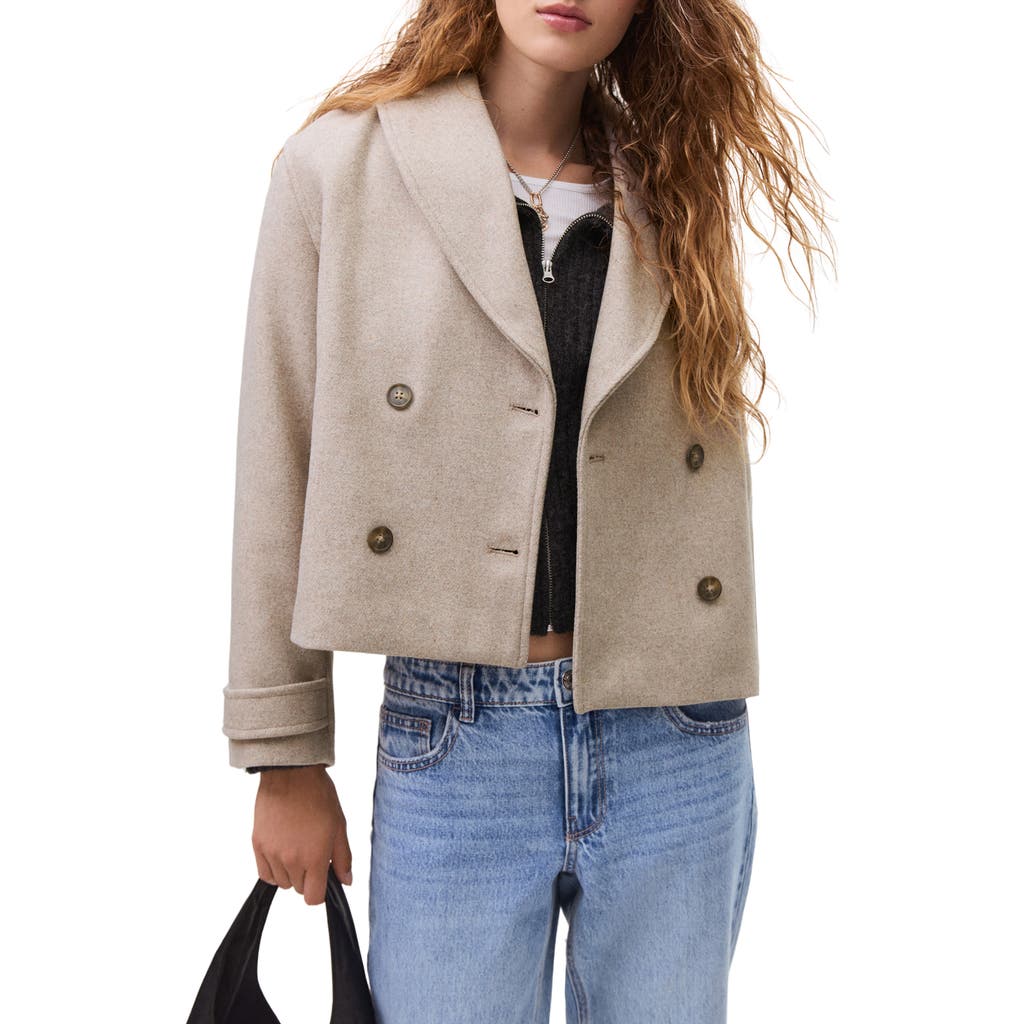 Mango Teen Crop Coat In Gray