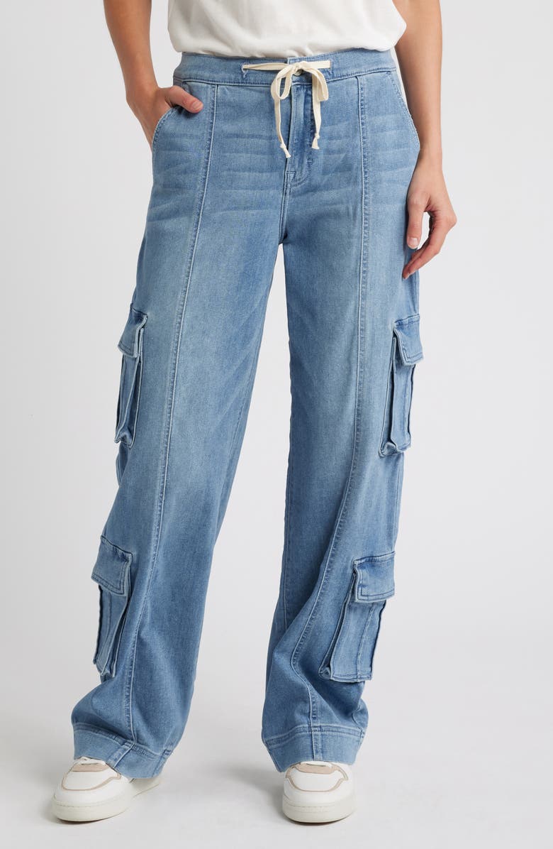 HIDDEN JEANS Baggy Double Cargo Jeans, Main, color, Medium Wash