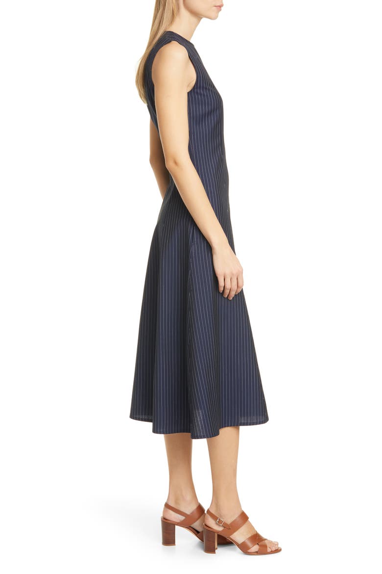 Pinstripe Midi Dress, Alternate, color, NAVY PINSTRIPE 2