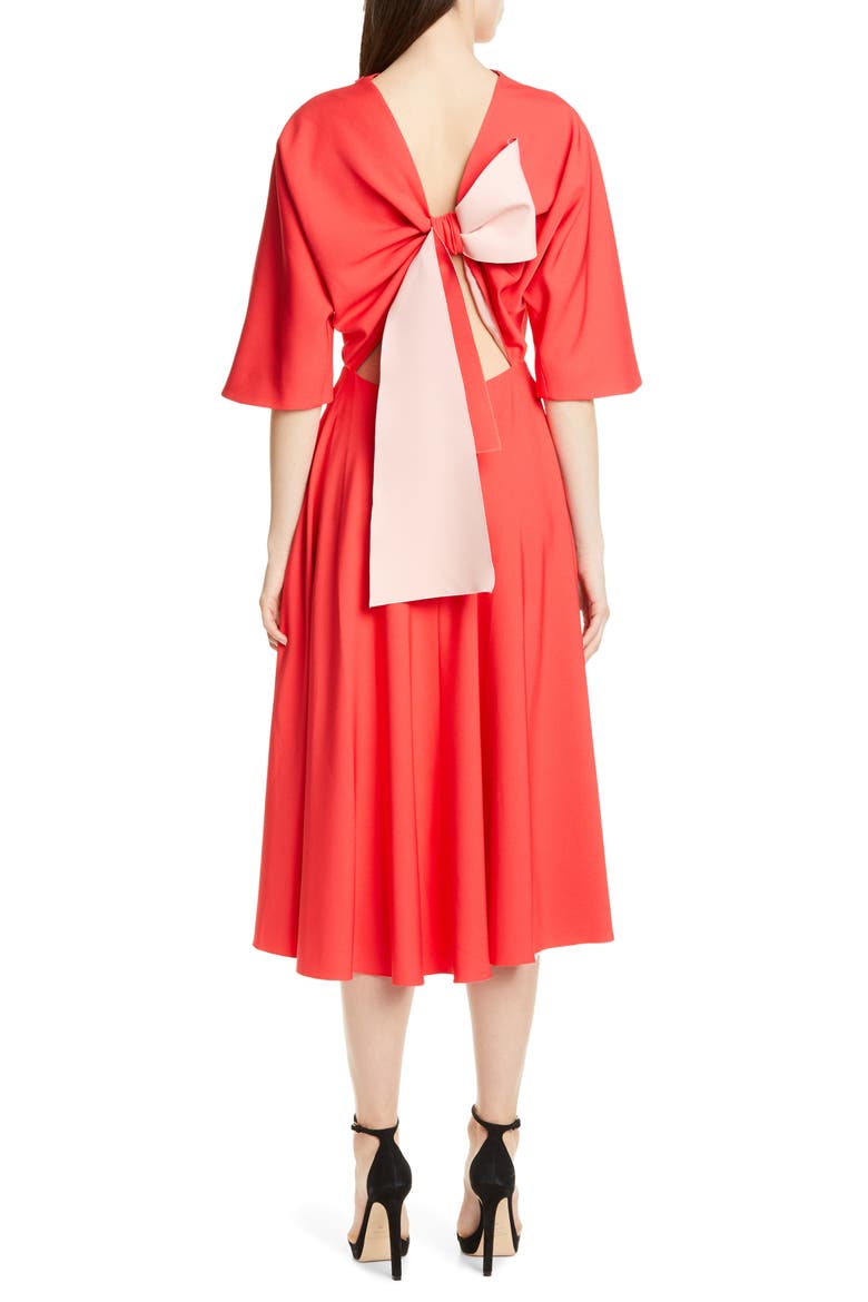 Bow Back Midi Dress, Alternate, color, DUSTY ROSE