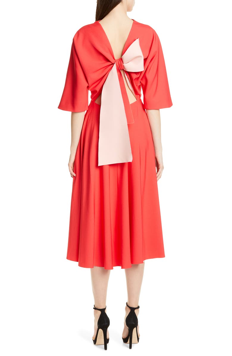 Roksanda Bow Back Midi Dress, Alternate, color,