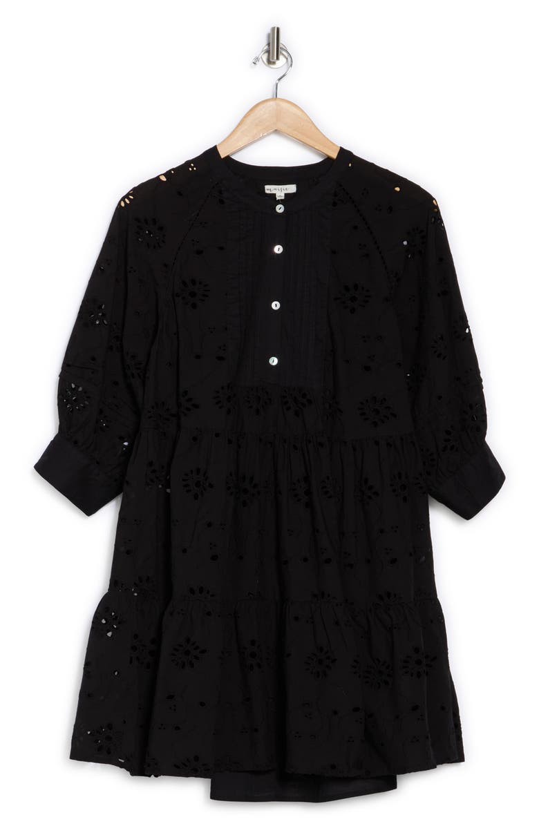 Maisie Long Sleeve Eyelet Button-Up Minidress, Alternate, color,